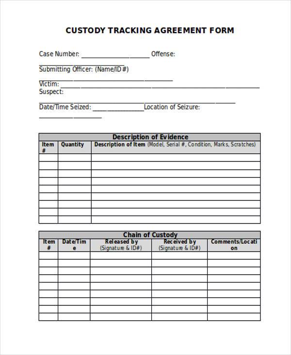 forensic chain of custody form template